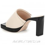 YDN Women Elegant Open Toe Mules Chunky Block Heeled Platform Sandals Slip On Summer Shoes