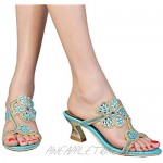 YooPrettyz Women Rhinestone Embellished Flowers Heels Crystals Gal Dress Heeled Sandals