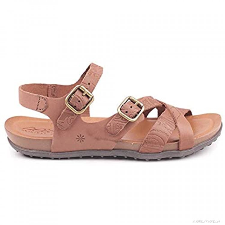 Womans cross strap open toe leather (Brown numeric 10)