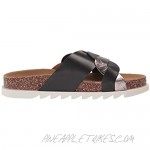 Yoki Women's Comfort Flat Sandal Black 6.5