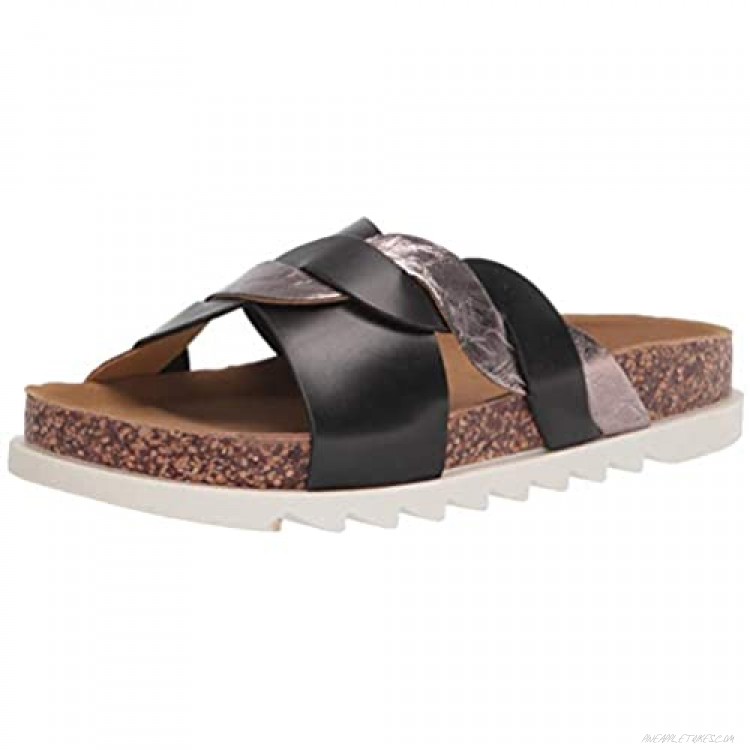 Yoki Women's Comfort Flat Sandal Black 6.5