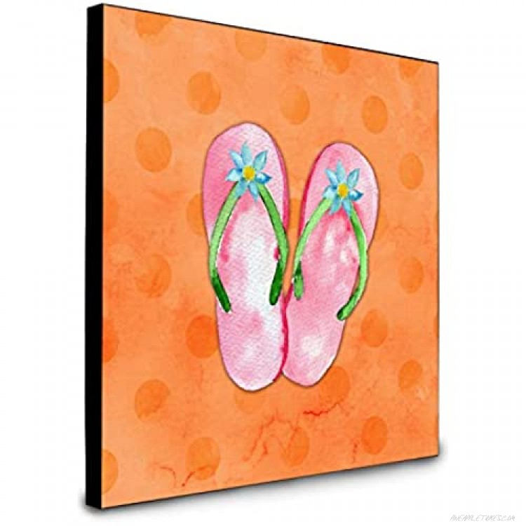 Caroline's Treasures Pink Flip Flops Orange Polkadot Artwork Panel Wall-Decor Multicolor