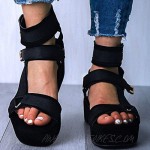 CYNLLIO Platform Sandals for Women Ankle Strap Open Toe Gladiator Sandals Comfortable Flatform Hook and Loope Wedges Sandals