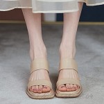 Erocalli Platform Wedges Sandals for Women Double Strap Slip on Slide Sandals for Women