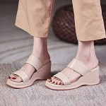 Erocalli Platform Wedges Sandals for Women Double Strap Slip on Slide Sandals for Women
