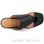 MaxMuxun Women's Cutout Slip on Square Toe Flip Flop Wedge Sandals