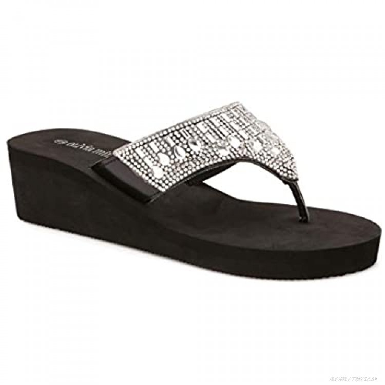 Olivia Miller Womens TYOM-133 Wedge Sandals 10 Black