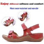 Women's Premium Orthopedic Open Toe Sandals Ladies Wedge Faux Leather Sandals Summer Hook and Loop Comfy Sandals Casual Beach Sandals for Walking Hiking Outdoor Sport