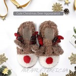 ANNALEMON Christmas Slippers for Women Fuzzy Reindeer House Shoes with Memory Foam