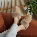 Cozyfurry Womens Fluffy Comfy Memory Foam Slippers Faux Fur House Slipper Anti-skid Rubber Sole Taupe 7-8