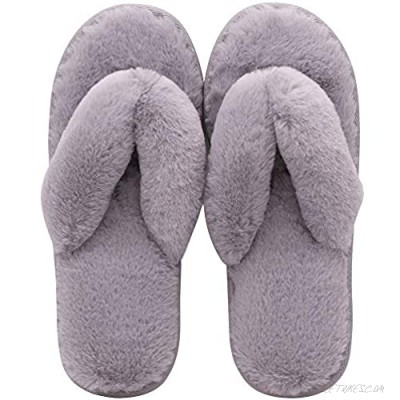 eccbox Womens Leopard Fuzzy Flip Flop Slippers Soft Plush Open Toe Slip On Spa Thong Sandals Ladies House Fluffy Furry Sandal Slides for Indoor Outdoor