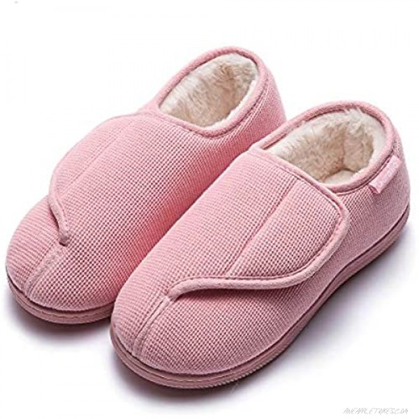 GaraTia Women's Memory Foam Diabetic Slippers Furry No-Slip Arthritis Edema House Shoes