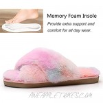 Real Fancy Fuzzy Slippers for Women - Fluffy Crossover Faux Fur House Slipper Open Toe Memory Foam Slippers