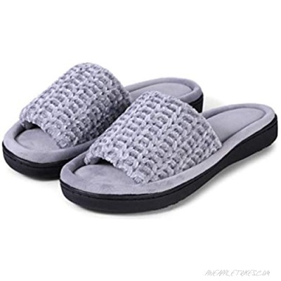 ROXONI Women’s Soft Open Toe Slide Slippers Indoor Outdoor Rubber Sole