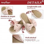 Sanfiago Casual Flax Open Toe Bow Tie Summer Home Slippers Sandals for Women Girls with Soft Memory Foam Non-Slip Sole Indoor & Outdoor