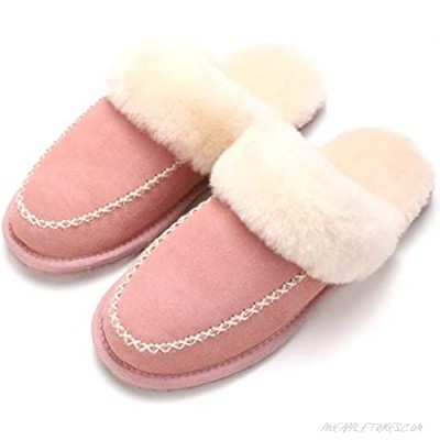 SE'RENIS Women’s Cirrus Sheepskin Slippers Cow Suede Moccasin Slipper with Genuine Australian Shearling Wool Lining and Insole