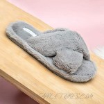 Women's Cross Band Slippers Soft Plush Fleece House Shoes for Indoor Outdoor