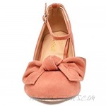 Chase & Chloe Kimmy-67 Round Toe Ankle Strap with Bow Tie Women's Pump Shoe