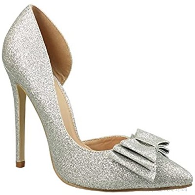Chicastic Glitter Sparkling Bow Decor High Heel Platform Pumps Bridal Party Shoes