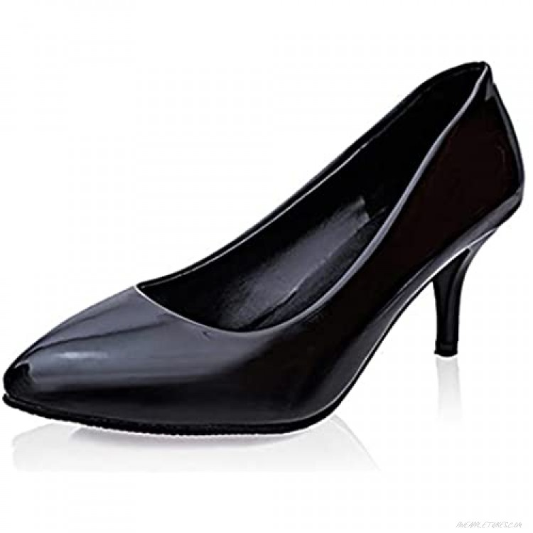 Court Shoes for Women Retro Pointed Toe Slip-On Solid Color Dress Shoes Classic Kitten Heel Non-Slip Lightweight Pumps