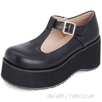 Dreamcia Women Gothic Mary Janes Platform Shoes Uniform Dress Lolita Wedge Pumps Classic Oxfords