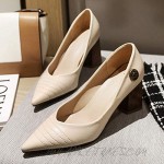 ELEEMEE Women Chunky Heel Pumps Pointed Toe Party Shoes