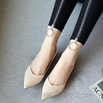 ELEEMEE Women Chunky Heel Pumps Pointed Toe Party Shoes