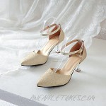 MISTU Women's Fashion Glitter Comfy Kitten Low Heels Pumps Pointed Toe Bridal Wedding Party Dress Pump Shoes
