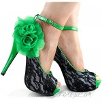 SHOW STORY Sexy Lace Peep Toe Flowers Stiletto High Heel Platform Shoes LF30408