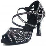TDA Women's Peep Toe Cross Strap Glitter Synthetic Rhinestones Salsa Tango Social Latin Modern Wedding Dance Shoes