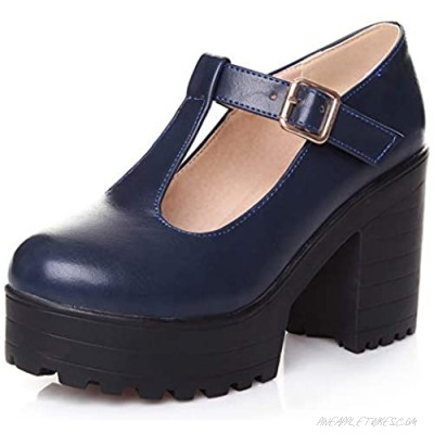 VOMIRA Mary Jane Shoes Vintage Block High Heel Round Toe Platform Pumps for Women