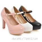 Women’s High Heels Platform Pumps with Ankle Strap Comfy Shockproof Round Toe Mary Jane Elegant Dress Shoes for Lady