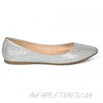 Alrisco Women Glitter Pointy Toe Slip On Ballet Flat HH86