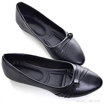Dear Time Women's Square Buckle Soft Sexy Pointed Toe Slip On Work Shoes for Office Ladies