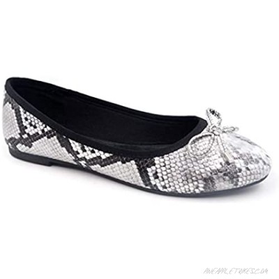 Faynonne Womens Flats with Leather Shoes Ladies Flats Breathable Flat Shoes Women's Wide Width Flat Shoes - Pointy Cozy Anti-Slip Cute Slip-on Ballet Flats Snakeskin