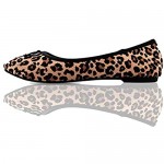 MUSSHOE Classic Ballet Flats with Bow Lightweight Round Toe Slip On Leopard Print Womens Flats Leopard Print