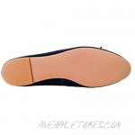Pinpochyaw Ballet Flats for Women Slip On Flat Leather Shoes with Bows