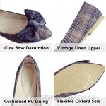 SAILING LU Women's Retro Plaid Dress Shoes Comfort Pointed Toe Ballet Flats Portable Holiday Shoes