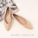 URELEGAN Womens Pointed Toe Ballet Flats Classic Comfort Faux Suede Casual Dress Shoes