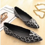 Women Classic Pointy Toe Ballet Flats Leopard Printed Slip On Low Heels Basic Office Dress Shoes