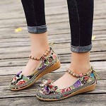 BININBOX Flat Shoes Retro Women Ethnic Beading Round Toe Colorful Loafers Casual Embroidered Shoes