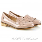 ESSEX GLAM Womens Flat Penny Loafers Synthetic Leather Mocassin Shoes