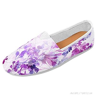 InterestPrint Purple Floral Women's Loafers Casual Slip On Flats