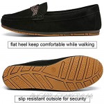 katliu Women's Loafers Comfortable Slip On Flat Shoes Suede Moccasin Slippers Black