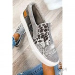 Women's Comfort Slip On Sneakers Fashion Snake Leopard Print Canvas Slip-Ons Loafers Shoes
