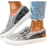 Women's Comfort Slip On Sneakers Fashion Snake Leopard Print Canvas Slip-Ons Loafers Shoes