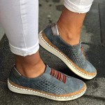 Women’s Sneaker Flat Shoes Cutout Slip-On Sport Hollow-Out Round Toe Business Loafers Ankle Booties
