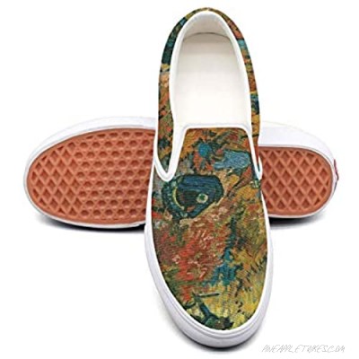 Women's Van-Gogh-Sunflower-Pattern- Loafers Slip on Sneaker Low Top Canvas Shoes