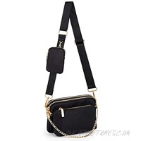 UTO-Crossbody-Bags-for-Women 3 in 1 Multipurpose Shoulder Purse with Detachable Coin Pouch Chain Strap Nylon Black