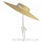 GEMVIE Women Casual Summer Straw Hat Large Brim Flat Top Boater Hat Braided Beach Sun Cap with Chin Strap